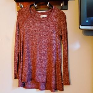 Long sleeve swoop neck shirt